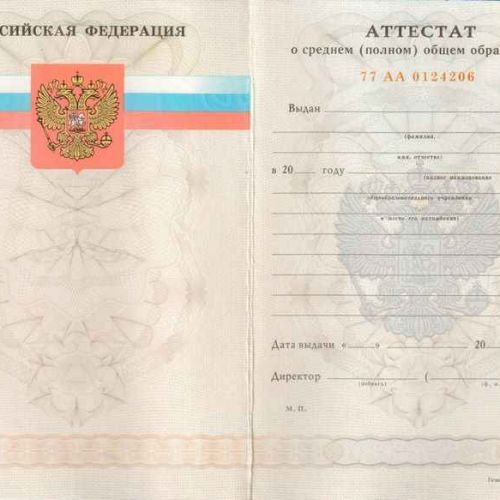 Аттестат 11 классов образца от 2007 до 2008